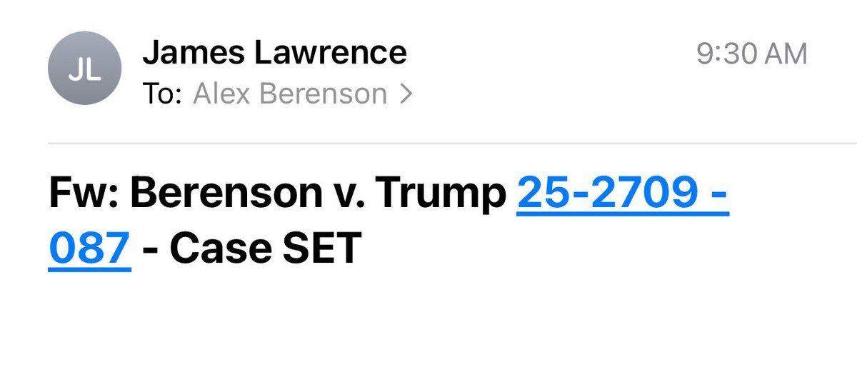 AlexBerenson's tweet photo. SECOND CIRCUIT ORAL ARGUMENTS ARE SET FOR BERENSON V GOTTLIEB (previously Berenson v Biden, ironically now docketed as Berenson v Trump)

Oct. 15

The last best chance to fight social media censorship, get the truth on Covid jab failure in 2021, and hold @pfizer accountable 

LFG https://t.co/8a3jhZJFlC