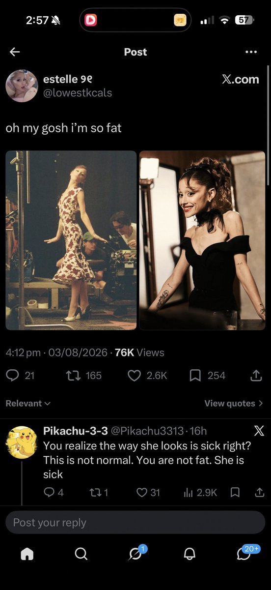iwishlhatedu's tweet photo. this is exactly what i mean by she is killing her fans and don’t give me the “she shouldn’t be influenced “ blah blah blah if you don’t or never had an ED do not speak on this. this is the mindset it gets u in. https://t.co/oPlTSkEKGx