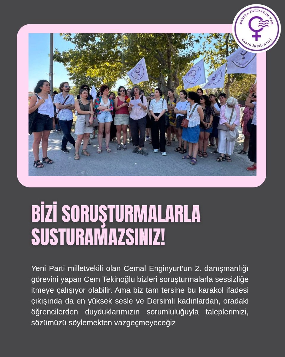 inisiyatif2025's tweet photo. Yeni Parti MV. Cemal Enginyurt'un danışmanı Cem Tekinoğlu, bizi soruşturmalarla sessizliğe itmeye çalışıyor olabilir. Ama biz en yüksek sesle ve Dersimli kadınlardan duyduklarımızın sorumluluğuyla taleplerimizi, sözümüzü söylemekten vazgeçmeyeceğiz. https://t.co/SGKKlW0x22