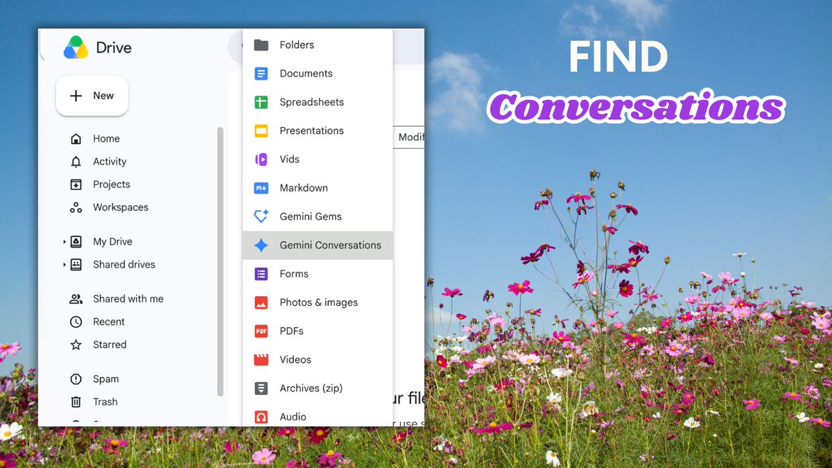 alicekeeler's tweet photo. You can SAVE your Gemini Conversations to Google Drive. 

Find them in Google Drive when you search for file types. 

#GoogleEDU #TeacherTech https://t.co/BuMArnNuC6
