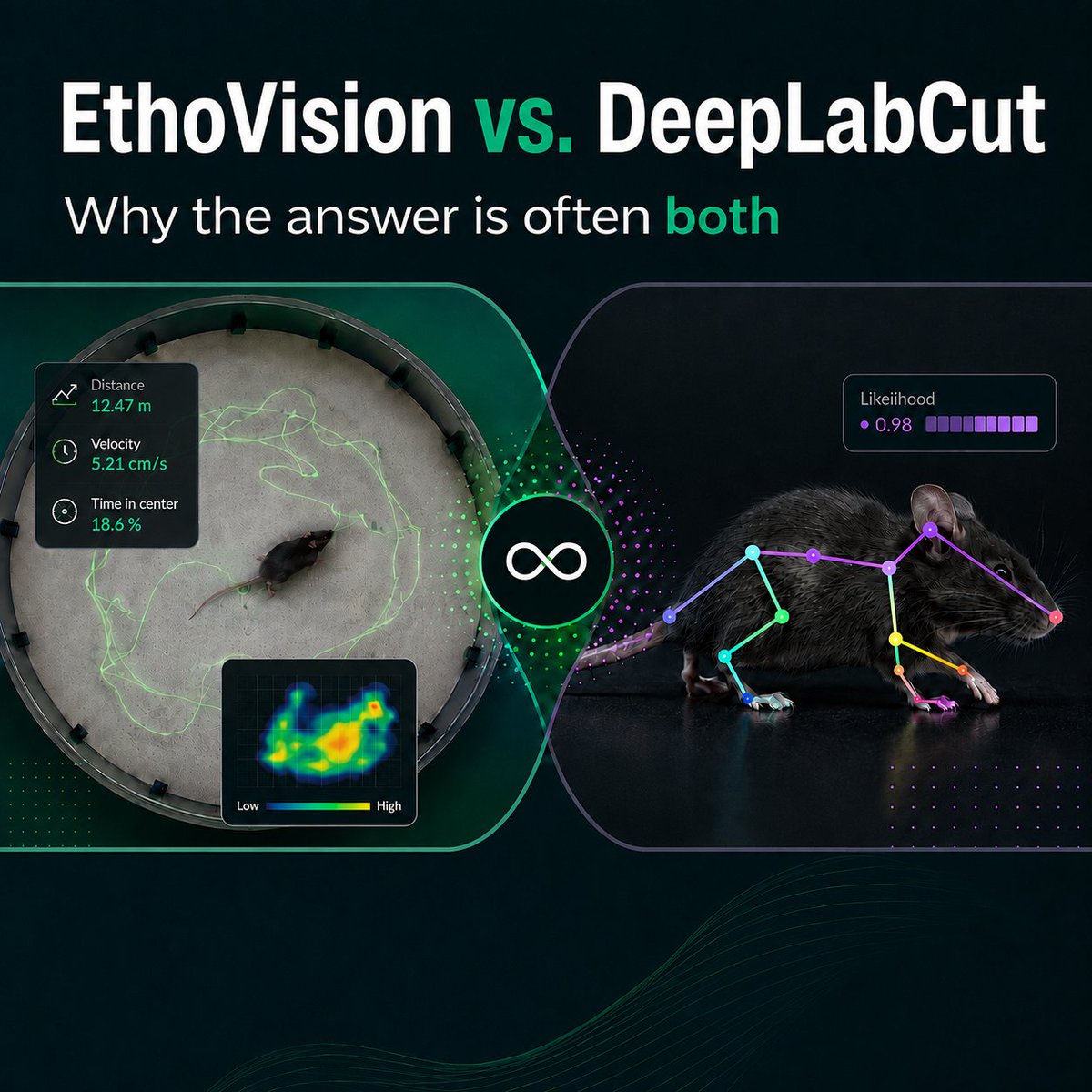 NoldusIT's tweet photo. EthoVision or DeepLabCut—which should you use?
Often, the answer is both.
See where each tool excels, when to use them, and how they can work together for behavioral tracking and pose analysis:
https://t.co/7PXJKPw45Q
#EthoVision #DeepLabCut #AnimalBehavior #Neuroscience https://t.co/fBEaLcWcEf
