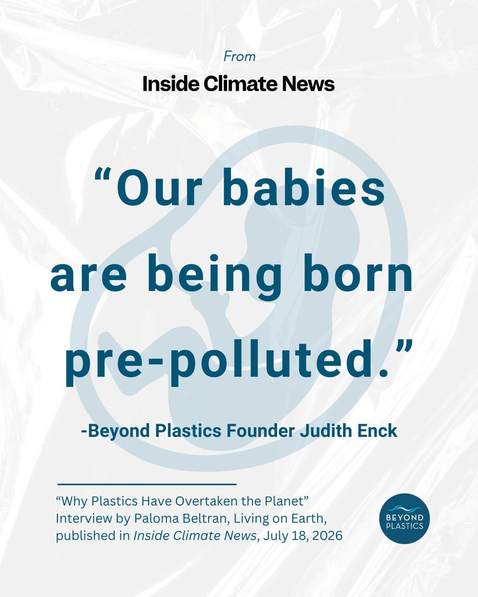 PlasticsBeyond's tweet photo. Our babies are being born pre-polluted, with microplastics entering their bodies before they even enter this world.

We have the solutions to change this reality. We need our elected officials to act: reduce single-use plastics and protect our health from the toxic chemicals in plastics.