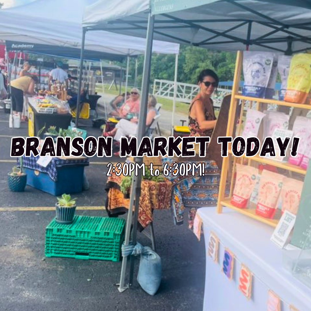 FMOzarks's tweet photo. It's Tuesday, so it's time for the Branson Farmers Market! We'll see you in the Branson Landing parking lot by Bass Pro Shops from 2:30pm to 6:30pm! https://t.co/5KSe5vRJb7