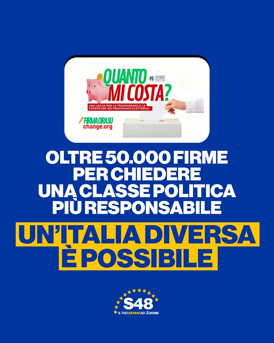 CarloCalenda's tweet photo. Mai più “gratuitamente” come sinonimo di “a spese dello Stato e quindi nostre” o espressioni come “non faccio il ragioniere”.

Chi fa politica ha il dovere di non prendere in giro i cittadini. 
Per troppo tempo hanno promesso di tutto senza spiegare mai dove avrebbero trovato i soldi.

Oggi 50mila italiani hanno firmato “Quanto mi costa”. È il segnale di un Paese che non vuole piu sentirsi preso in giro.

La politica deve tornare a dire la verità: ogni proposta ha un costo e ogni scelta deve avere una copertura. Continuate a firmare la proposta di @CottarelliCPI qui: https://t.co/dxgl88AQGU