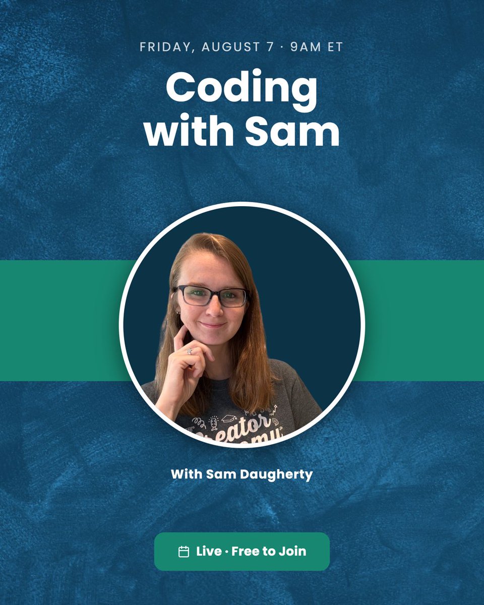 pmproplugin's tweet photo. Coding with Sam this Friday. Sam takes a real PMPro customization and builds it on screen, start to finish.

📅 Friday, Aug 7 · 9am ET
📺 Watch live or catch the free replay
🔗 https://t.co/JedxdUcR7E https://t.co/Bs5TSY4jGj