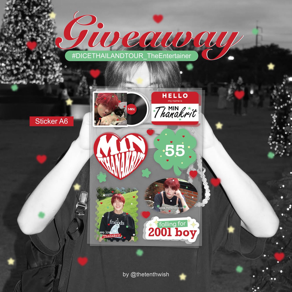 thetenthwish's tweet photo. * kindly rt ₍^. .^₎⟆ 🎄

𝓖iveaway for #DICETHAILANDTOUR_TheEntertainer 

sticker A6 𝓜𝓲𝓷 DICE RED ❤️‍🔥𓈒𓍼𓏸 

date: 5 &amp; 12 sep 2026
place: phitsanulok &amp; korat 
rt + show this tweet 

—
#แจกครับมารับdice
#DICE_SONRAY https://t.co/dr7GYHqBoT