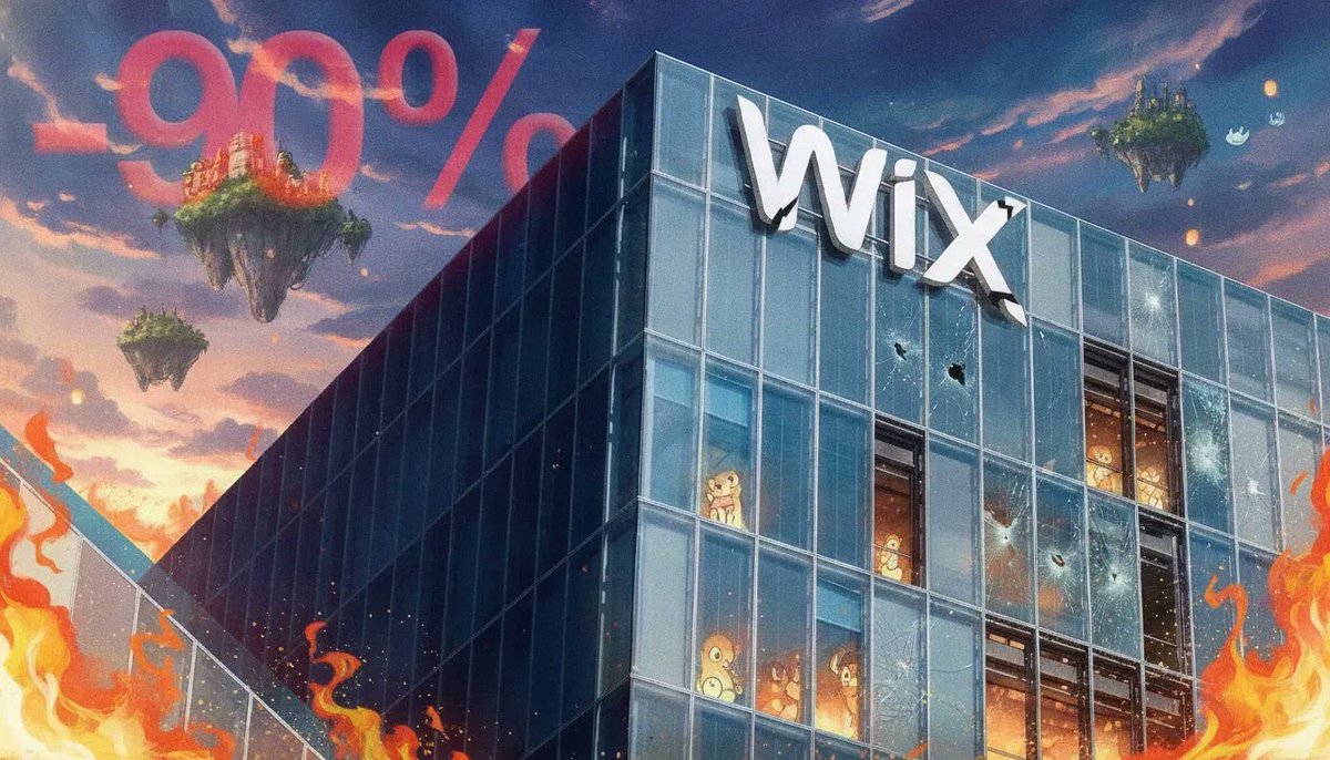 maximilien912's tweet photo. Wix valait 19 milliards de dollars, aujourd'hui : 2 milliards 😱

Soit 90% de valeur envolée et 1 000 salariés licenciés au passage.

Le builder qui squattait toutes les pubs YouTube et le Super Bowl s'effondre. Avec, en prime, une enquête pour avoir induit les investisseurs en erreur sur ses vraies capacités en IA.

C'est un cas d'école pour quiconque vend du SaaS.

Le modèle reposait sur le freemium massif :
• 222 millions d'utilisateurs.
• 6 millions d'abonnés payants.
• 2,7% de conversion.

Ça tenait tant que créer un site restait compliqué, puis l'IA est arrivée.

Pourquoi payer un builder verrouillé quand tu décris ton site en une phrase et qu'un agent te le livre en quelques minutes ?

Wix a réagi trop tard : rachat de Base44 pour 80 millions de dollars, promesses de produits révolutionnaires, lancements en retard, lents et incomplets.

Bilan : revenus sous les attentes, charges d'exploitation en hausse de +46%, et -20% des effectifs supprimés.

Le vrai problème n'est pas un mauvais trimestre. C'est un produit fermé, gonflé au marketing, face à une technologie qui réduit le coût de création à presque zéro.

La distribution ne sauve plus un modèle dépassé.

Tu penses que les builders historiques (Wix, Jimdo, Squarespace) peuvent encore pivoter, ou c'est déjà la fin pour eux ?