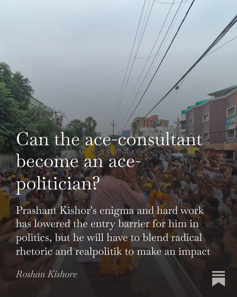 Roshanjnu's tweet photo. Prashant Kishor's enigma and hard work has lowered the entry barrier for him in politics, but he will have to blend radical rhetoric and realpolitik to make an impact (link in next tweet) https://t.co/XQ1N8pBBpI