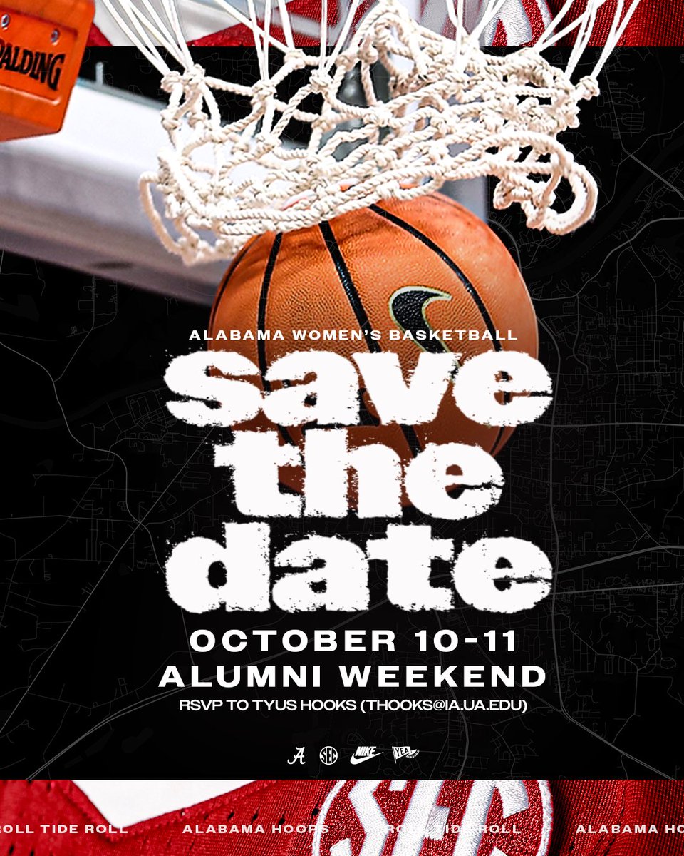 AlabamaWBB's tweet photo. Calling All Alumni! ☎️ 

Join us for Alumni Weekend Oct. 10-11! We can't wait to have you back on campus 🐘

#RollTide https://t.co/p5JbBSrrtH