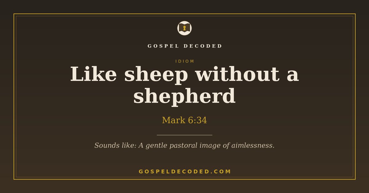 gospel_decoded's tweet photo. “Like sheep without a shepherd”
Mark 6:34

Sounds like: A gentle pastoral image of aimlessness.

What first-century ears heard: https://t.co/QDLLpM0B3a https://t.co/TatWn0PTab