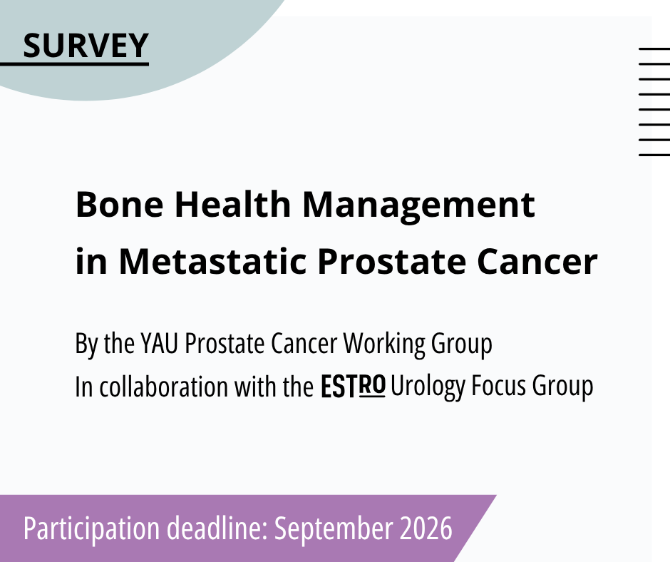 ESTRO_RT's tweet photo. 📊 SURVEY: The YAU #ProstateCancer Working Group in collaboration with the ESTRO #Urology Focus Group need your insights on bone health management for patients receiving ADT. Help us map global clinical challenges.
📅 Closes Sept 2026 
👉https://t.co/31aNy3wJSY #RadOnc #MedOnc https://t.co/GZNHFDYnno
