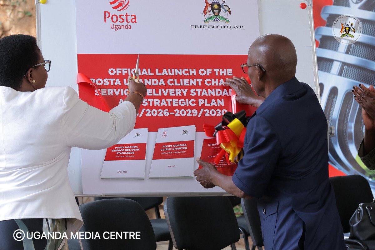 JustineLumumba's tweet photo. Earlier today, I launched the Posta Uganda Client Charter, Strategic Plan and Service Delivery Standards at Uganda Media Centre.  A landmark moment for Uganda’s oldest public institution. 

The client charter is a public promise, courtesy, fairness, timeliness, and recourse for every Ugandan who walks into a Post office. The service delivery standards turn promises into measurable commitments, clear turnaround times and benchmarks we will be held to.