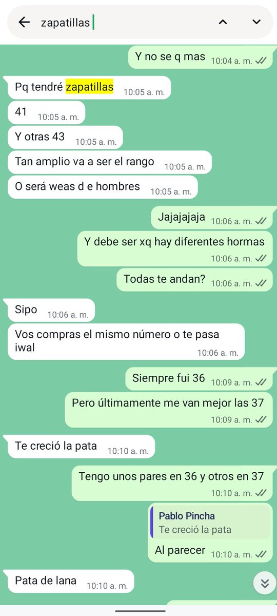soljuarezdd's tweet photo. Cada tanto recuerdo cuando el Pablo me regaló unas chanclas y para sacarme info de qué número calzo el goat se tiró esta, caí como las mejores https://t.co/rRAeTylvnz