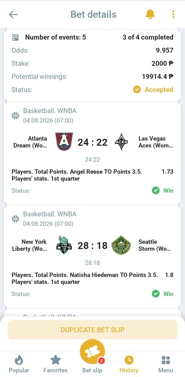 KamaruRidd47222's tweet photo. I have 2 betslip here of WNBA Pick 1 rst Quarter total points the Last one waiting is Veronica Burton 2.5 pts only..
My toughts its Easy for him to score 3 points in 1rs quarter hahaha

Bet &amp; Register: Link in the Comments

#wnba #wnbapick #melbet #sportsbet #bettingsports #bet https://t.co/GQrosrygkJ