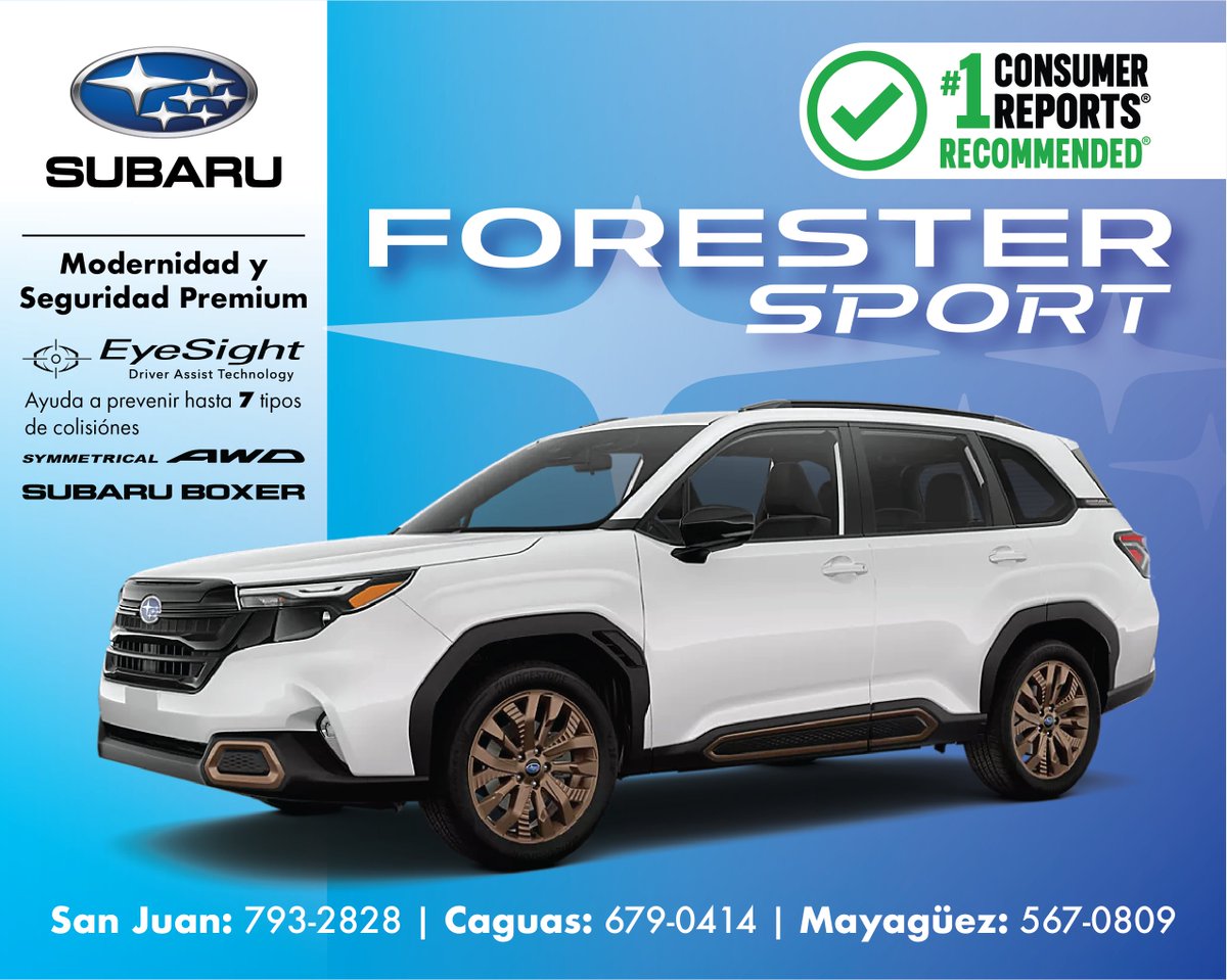 SubaruPRico's tweet photo. https://t.co/ugNqqXBZbY
El vehículo más seguro para quienes el camino es solo una sugerencia. Ven visítanos en uno de nuestros dealers.
#1 Seguridad - Insurance Institute of Highway Safety
📞San Juan: 787-793-2828
📞Caguas: 787-679-0414
📞Mayagüez: 787-567-0809
#SubaruPuertoRico https://t.co/qnLX5AT9G0