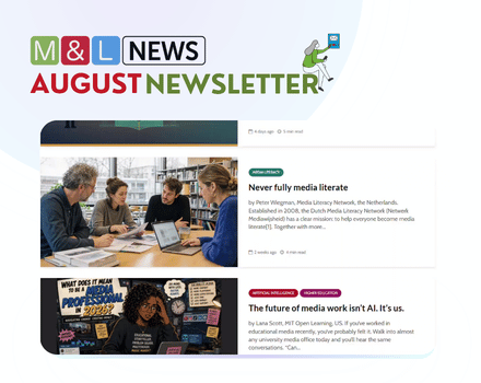 MediaLearning's tweet photo. 📢 The August Media &amp; Learning Newsletter is out! 

Articles, news, events and tips and reviews from all around the sector.

Discover the articles and more news items, events and reviews here: 
🔗https://t.co/O8HHCHjnmJ

#MandL #HigherEducation #MediaLiteracy #EdTech #DML https://t.co/J4kQIYgT3v