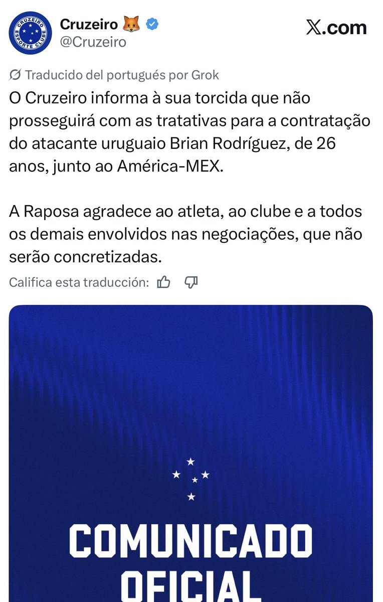 크루제이루, 브라이언 로드리게스 영입 철회