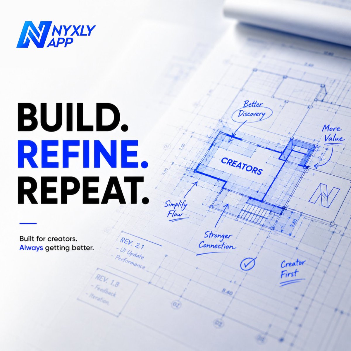 NYXLYAPP's tweet photo. The hardest part isn't building an app.

It's building one that creators actually want to stay on.

That means listening more than talking.

Improving more than announcing.

And making decisions that serve creators, even when they're the harder ones.

That's the kind of platform we're building.