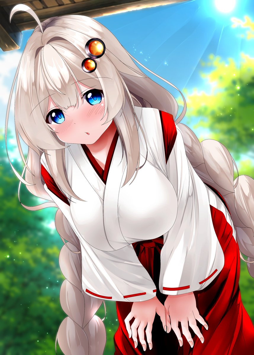 btbta1234's tweet photo. 巫女服姿のあかりちゃんに覗き込まれたいイラスト描けた https://t.co/newsXJ4F8l