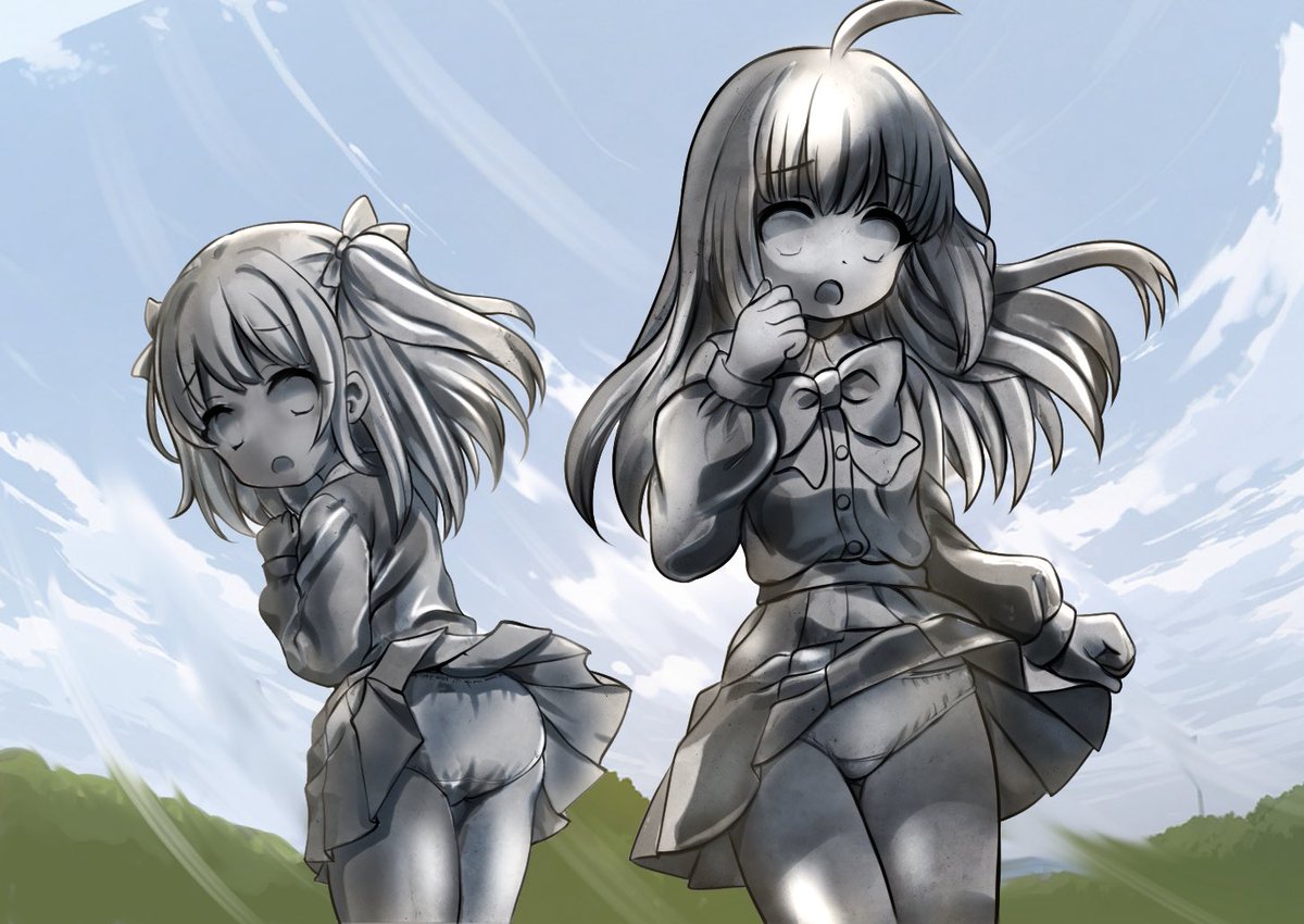 sorane96's tweet photo. 今回のキャラはこの絵で雑に石化してる子。もう一人の子も一緒に固めようと思ったけど流石にぱんつの日から離れすぎるな...と思ってまた今度の機会に https://t.co/kkgWN4OmcQ