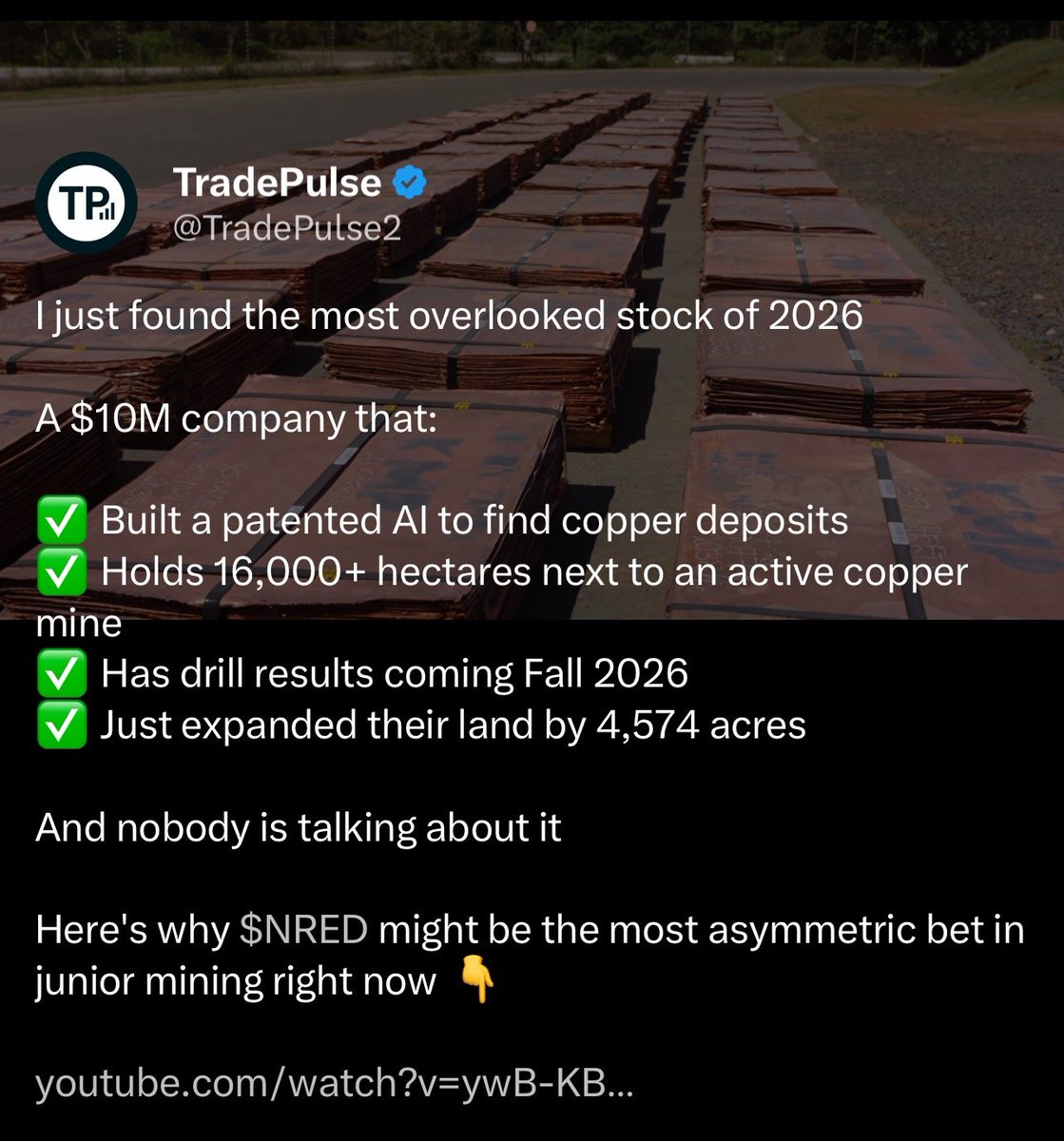 CatalysTrade's tweet photo. $NRED C$3.25 TARGET MEETS A NEW WILMAC CATALYST

At Wilmac, NovaRed mapped 248 ha of alteration above a deep magnetic anomaly, with IP/AMT planned before drilling #Copper #Trading https://t.co/RnPnPOTp6z