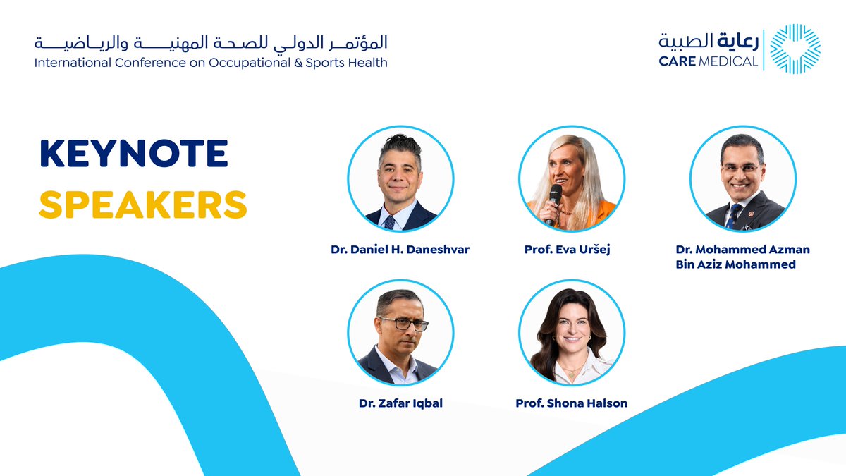hospitals_care's tweet photo. نخبة من الخبراء والمتخصصين العالميين يجتمعون في المؤتمر الدولي للصحة المهنية والرياضية 2026، لمشاركة أحدث الخبرات والرؤى العلمية في مجالات الصحة المهنية والطب الرياضي 

تعرّفوا على أبرز المتحدثين الرئيسيين المشاركين في المؤتمر 

سجّل الآن:
https://t.co/fK43laIXNp

#ICOSH26
#رعاية_الطبية