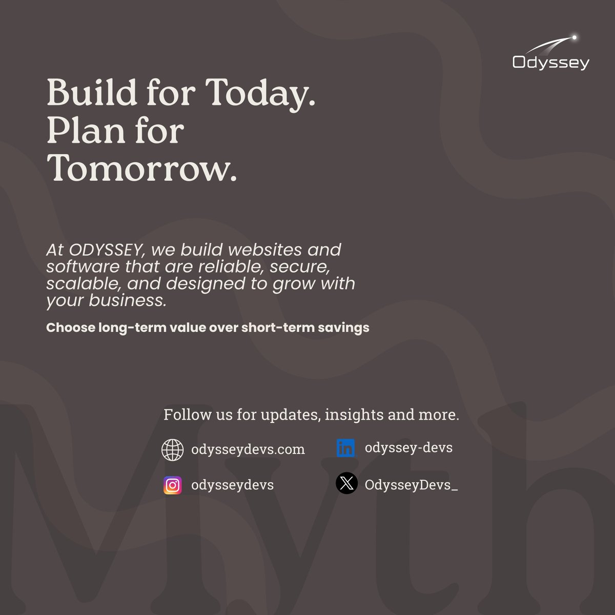 OdysseyDevs_'s tweet photo. The cheapest website can become the most expensive one.

Bugs
Security issues
Delays
Poor performance
Costly rebuilds

Don't compare development quotes by price alone.
Compare quality, security, scalability, and long-term value.
Build for today. Plan for tomorrow.
#WebDevelopment https://t.co/8cUhcT5c00