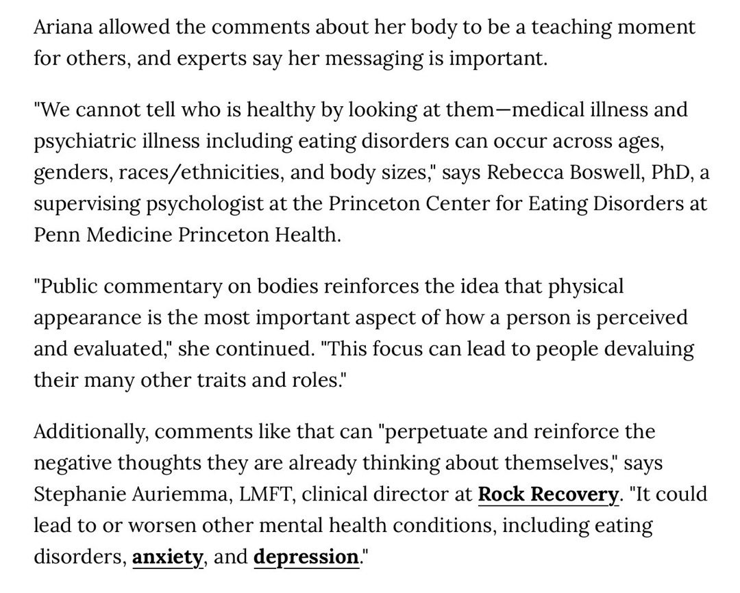 rollymollykd's tweet photo. Eating disorders organization and clinicians have been calling people like you in the media dangerous for years. Not only for your lack of understanding how eating disorders work but your normalization of body commentary. https://t.co/v4wFgK4JiC