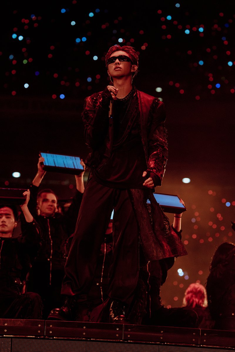 headlineplanet's tweet photo. j-hope, RM, SUGA, and Jimin during the ARIRANG World Tour at MetLife Stadium (via BIGHIT MUSIC) https://t.co/oc9TxTm0bB