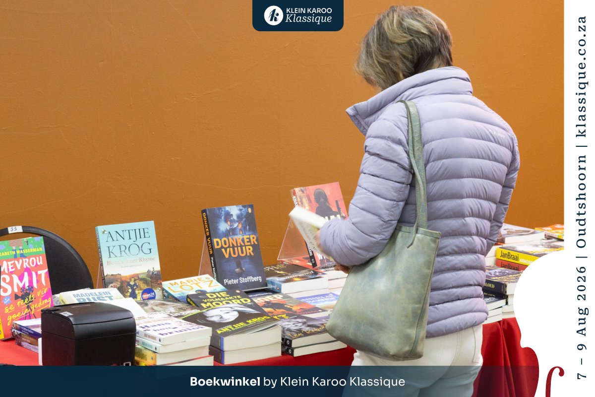 kkarooklassique's tweet photo. Besoek @kkarooklassique se boekwinkel hierdie naweek. Hier gaan jy van die nuutste publikasies deur verskeie skrywers vind, waaronder Antjie Krog, Bonnie Espie en Irna van Zyl se jongste publikasies. Woon die drie boekgesprekke met dié skrywers by: https://t.co/NJaGxJzrs8 https://t.co/3sjIFkhIw4