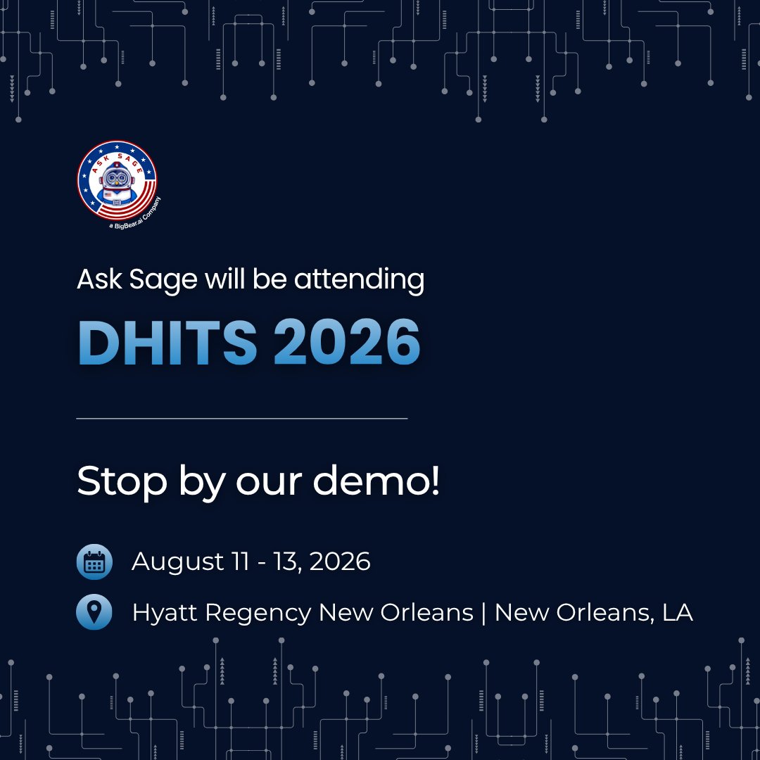 AskSageAI's tweet photo. Mark your calendar! 🗓️ Ask Sage is heading to DHITS in New Orleans, LA — August 11–13, 2026!
Stop by our demo in the Defense Health Agency (DHA) pavilion to connect with our team and to see how GenAI is supporting military health! 🌟
#AskSage #BBAI #GenAI #DHITS #DHITS2026 https://t.co/8Ea1CfpWdO