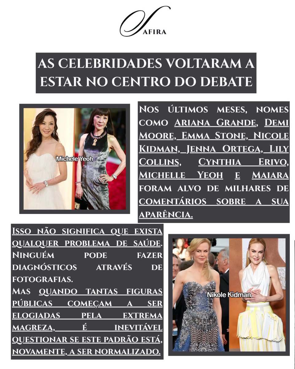 RevistaSafira's tweet photo. A magreza extrema está a voltar. E isso devia preocupar-nos!

Acreditámos na maior diversidade de corpos. Hoje, porém, a extrema magreza parece voltar a ganhar espaço. 

Lê o artigo completo em https://t.co/XdZBb4ZP18

#saudemental #sociedade #heroinchic #padraodebeleza https://t.co/75St2ufWOp