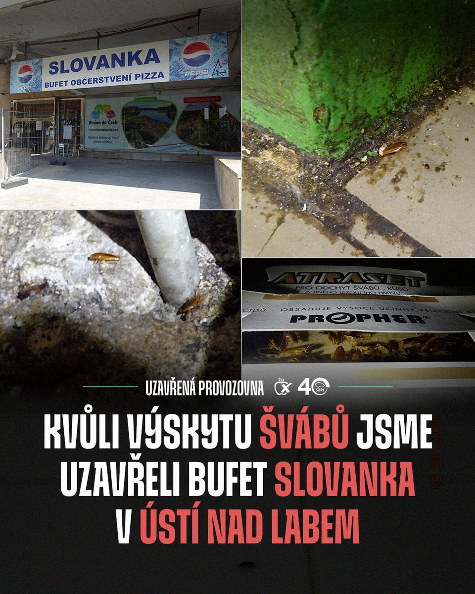 NaPranyri's tweet photo. 🪳 Kvůli výskytu švábů jsme uzavřeli bufet Slovanka v Ústí nad Labem
➡️ Více informací o kontrole včetně kompletní fotodokumentace:
https://t.co/Nw45xBhjRA
#napranyri #potravinynapranyri #potraviny #restaurace #ustinadlabem https://t.co/GC1XSaIG5y
