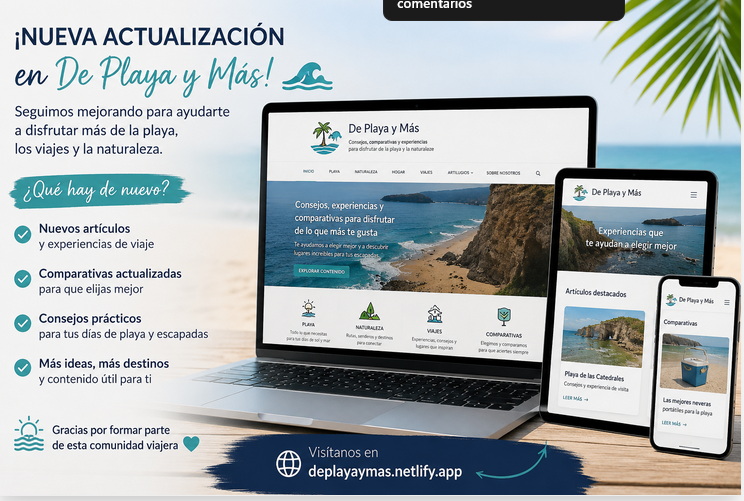 DePlayaYMas's tweet photo. Opción 1 (mi favorita)

🌊 ¡Nuevas Comparativas en De Playa y Más!

🏄‍♀️ Añadido nuevos contenidos y consejos para disfrutar de la playa, el hogar, los viajes y la naturaleza.

🏖️ Si te apetece descubrirlos, aquí te espero:

👉 https://t.co/DQ98uKZFo3

#Playa #Hogar #Naturaleza https://t.co/RHeqjd0ZoX