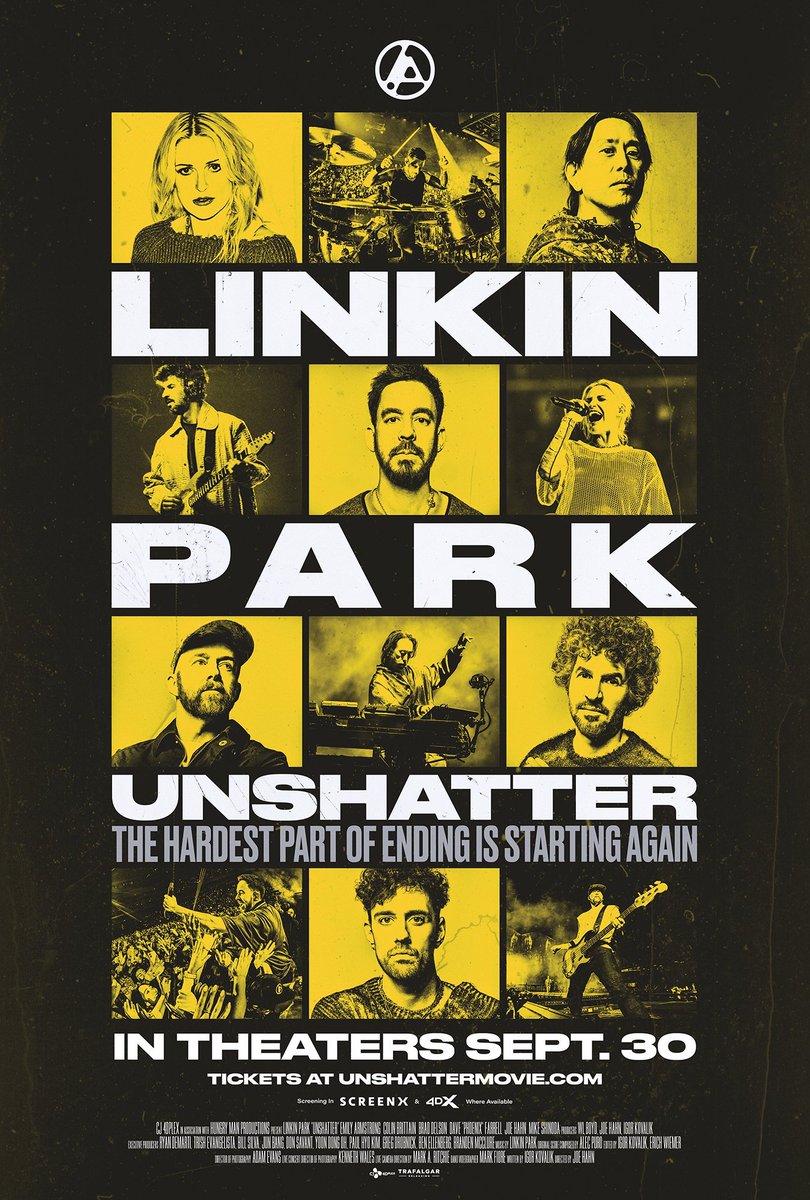 tracklist's tweet photo. Linkin Park anunciou que o documentário “UNSHATTER”, que acompanha a reconstrução da banda após a morte de Chester Bennington, chega aos cinemas no dia 30 de setembro.

A produção mostrará momentos das gravações em estúdio em 2022, o lançamento do álbum “FROM ZERO” e cenas dos shows em São Paulo.