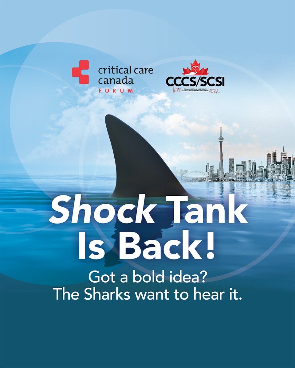CCCForum's tweet photo. CCCF/CCCS Shock Tank is open for submissions. Submit your research concept or an innovative education idea.

Deadline: October 7, 2026.
Submit your idea: https://t.co/oePX3h4uoA
#CriticalCare #CCCF2026 #MedEd #CriticalCareMedicine https://t.co/Ko8BeZGbzY