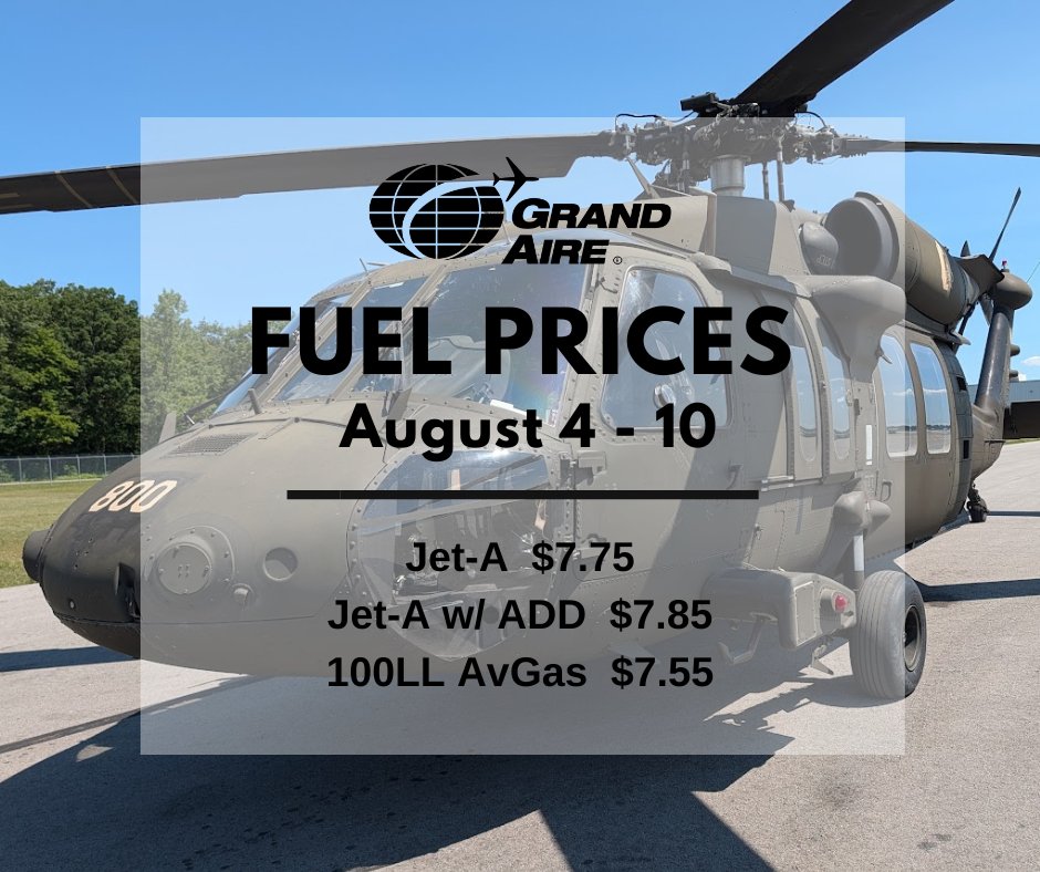 GrandAire's tweet photo. Grand Aire FBO Fuel Prices @TOLAirport ✈️⛽ #GrandFBO #fboktol #fbofuel #CAAPreferredFBO https://t.co/hfky2nONMA