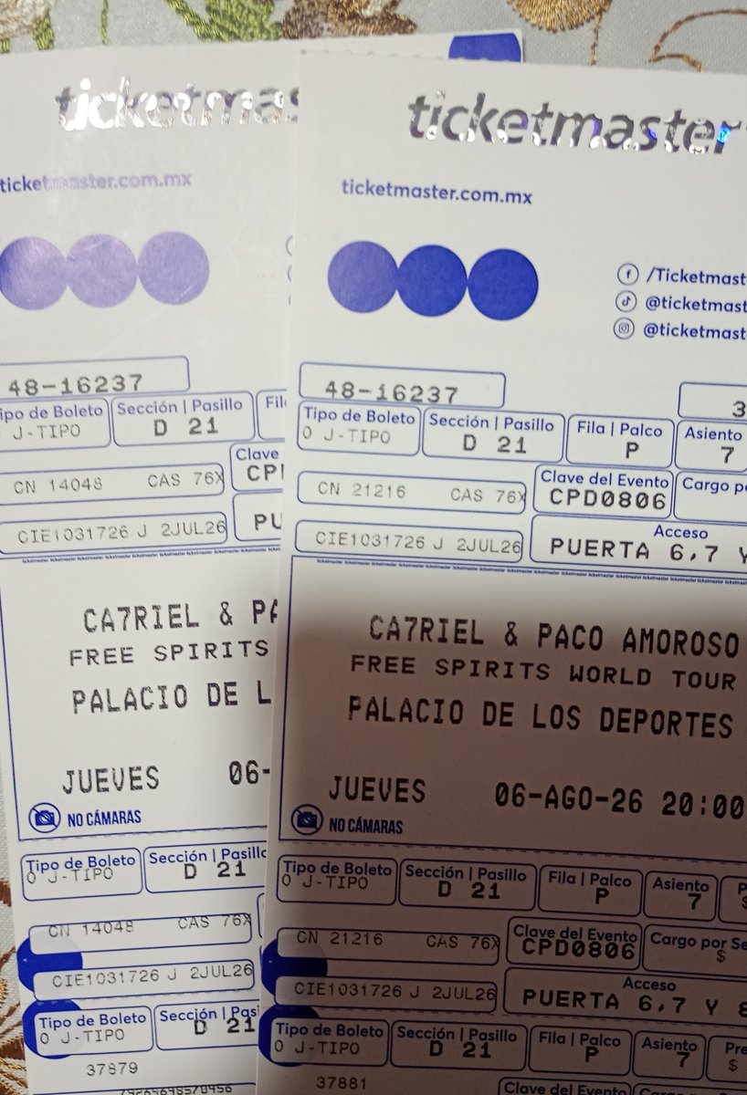 negritocassi27's tweet photo. Vendo 2 boletos para Catriel y Paco Amoroso, sección E en $1700 los dos y otros dos sección D en $2500 igual los dos !
Boletos físicos
Jueves 6
Se entregan en persona, nada de transferencias o algo por el estilo.
@BoletitosVara
#freespiritsworldtour
#catrielypacoamoroso https://t.co/IoIHwtiJFy