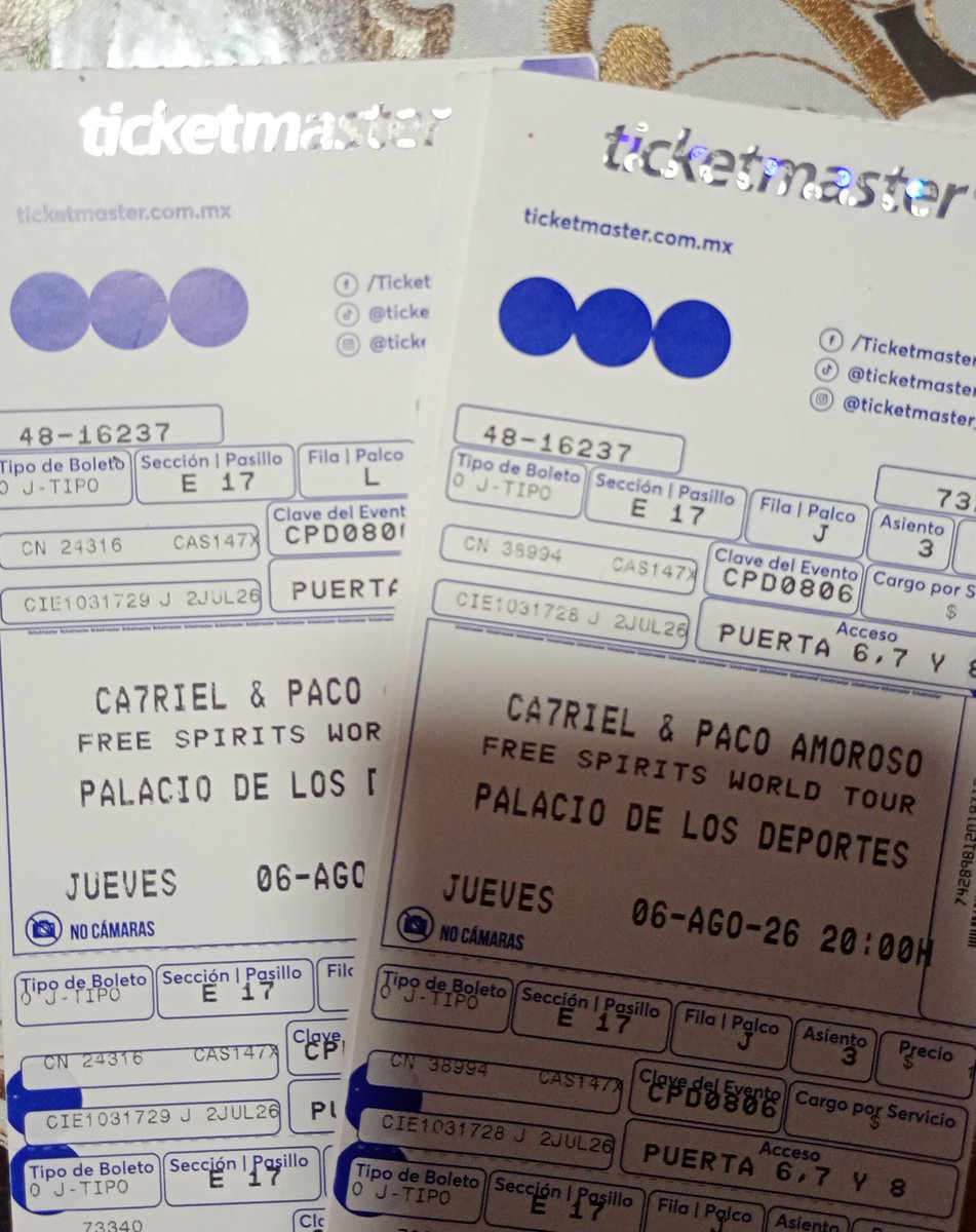 negritocassi27's tweet photo. Vendo 2 boletos para Catriel y Paco Amoroso, sección E en $1700 los dos y otros dos sección D en $2500 igual los dos !
Boletos físicos
Jueves 6
Se entregan en persona, nada de transferencias o algo por el estilo.
@BoletitosVara
#freespiritsworldtour
#catrielypacoamoroso https://t.co/IoIHwtiJFy