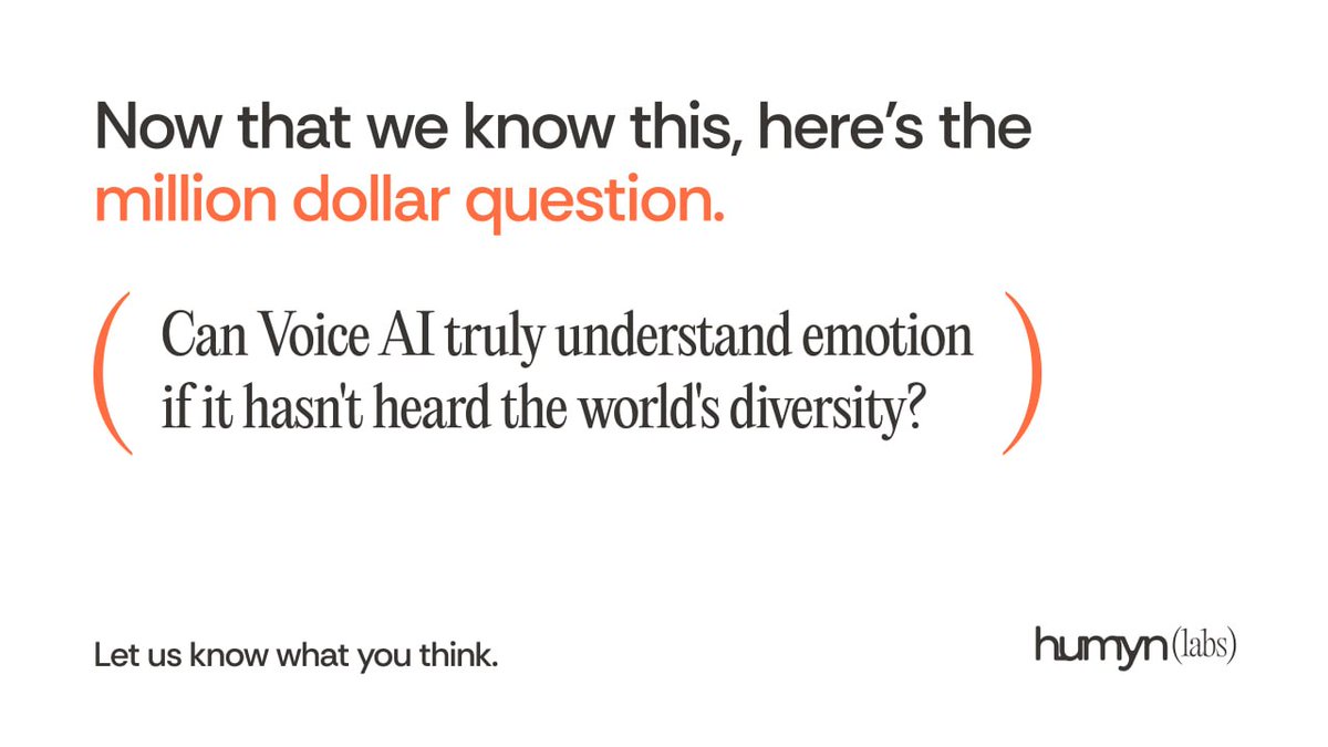 Teamhumynlabs's tweet photo. Speech recognition understands language.
Emotional speech corpora teach context. https://t.co/NlgvnbsCqb