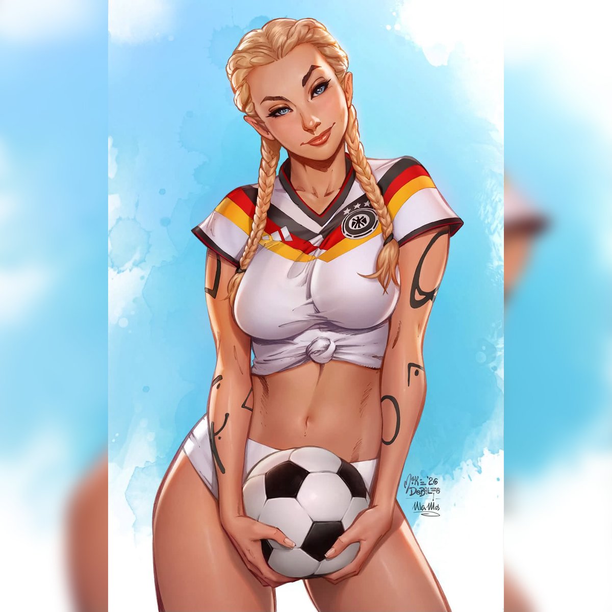 ulamosart's tweet photo. ⚽ The 4th @Zenescope Entertainment 2026 World Cup collectible, with #Gretel representing Germany! ⚽
Lineart by always amazing @mikedebalfo
Colors by @ulamosart
#comiccoverart #zenescope #mikedebalfo #ulamos #worldcup2026 https://t.co/4G54LfBi5B