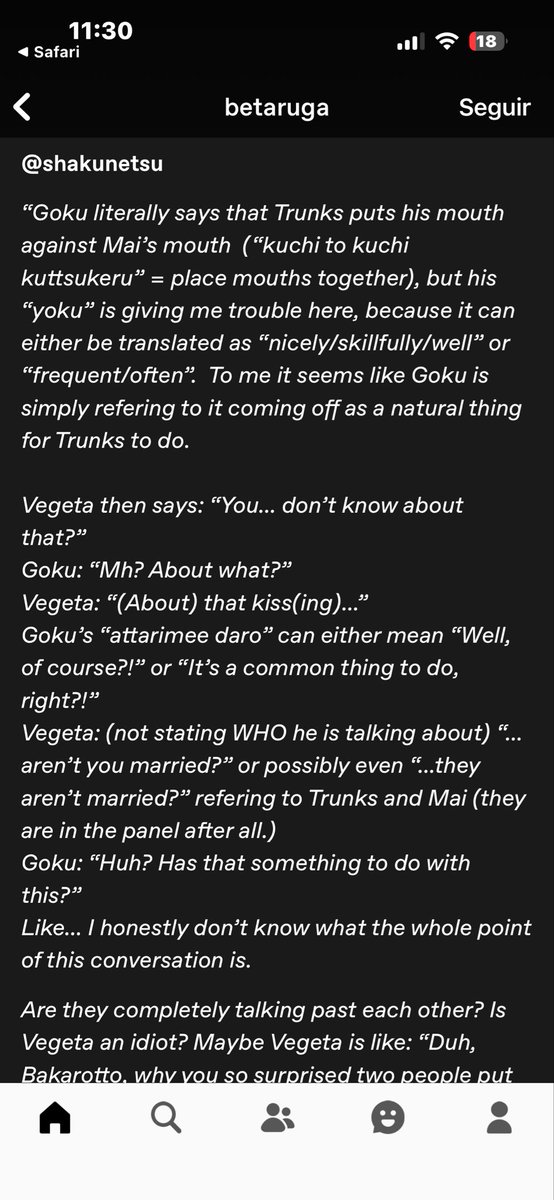 bibihazime's tweet photo. @Ronin_errante @EternalAxioth Except that in the original japanese Goku also answers that he does know what a kiss is. It seems the original joke is more about Vegeta and Goku misunderstanding each other. This was an analysis by someone who speaks japanese, and seems in line with what I got in googletranslate https://t.co/RAt1DGsbCX