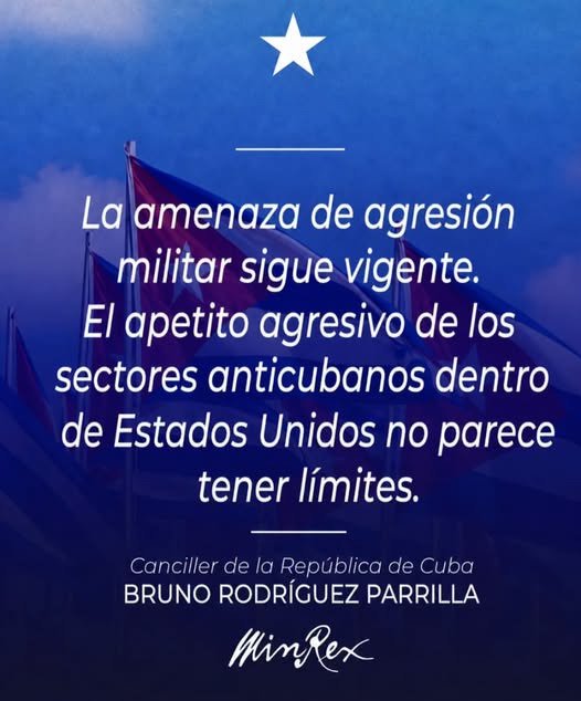 EduardoLopezL65's tweet photo. La amenaza de agresión militar sigue en vigor.
El apetito agresivo de los sectores anti-cubanos dentro de los Estados Unidos parece no tener límites.
🗣🇨🇺 #CubaNoEsUnaAmenaza 
@BrunoRguezP

#CubaEstáFirme #YoSigoAMiPresidente @DiazCanelB https://t.co/vb2tgf1bgq