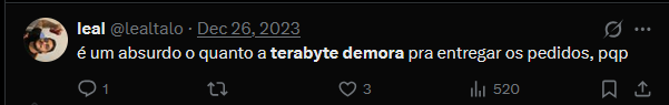 picapauindio's tweet photo. pq a @Terabyteshop demora tanto pra começar o processo de entrega? Tem milhares de reclamações e sempre sobre o mesmo motivo nunca vi um posicionamento.

fiz um pedido SEXTA FEIRA e nao foi nem ENVIADO ainda, fica dificil indicar essa loja pra alguém desse jeito https://t.co/ag5tdYBiau