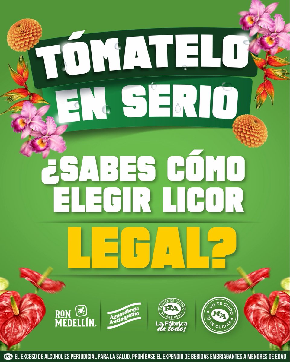 flaenlinea's tweet photo. En esta Feria de las Flores aprende cómo identificar el original 🔍✅

El licor ilegal o de contrabando pone en riesgo tu salud y la de tus seres queridos. #TómateloEnSerio https://t.co/9acpa21pTv