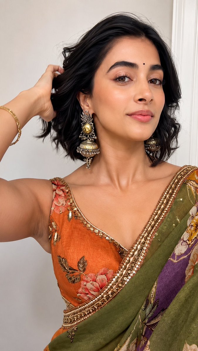 PoojaHegdeHub's tweet photo. Pooja serving traditional elegance with a dangerously beautiful face 🥵❤️‍🔥
#poojahegde https://t.co/5LDRcqHym1