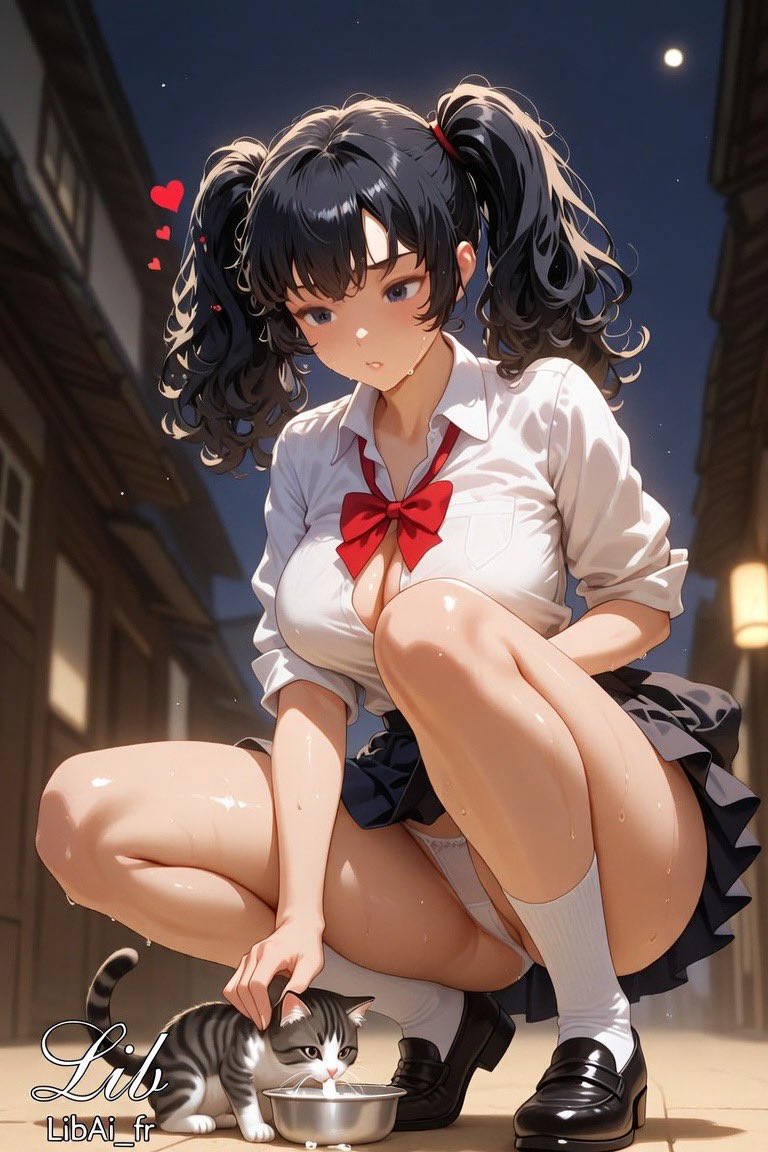 LibAi_fr's tweet photo. Just found a little kitty !🐈 
Poor little guy was starving !!
It’s so hot outside !!

Who wants to help me take care of him ? ❤️
@lavitx @NayaVerseee @Sophie_Nox @HussyAnime 

#AiArt #AiGirl #LibAi_fr https://t.co/AN71ymp9aG