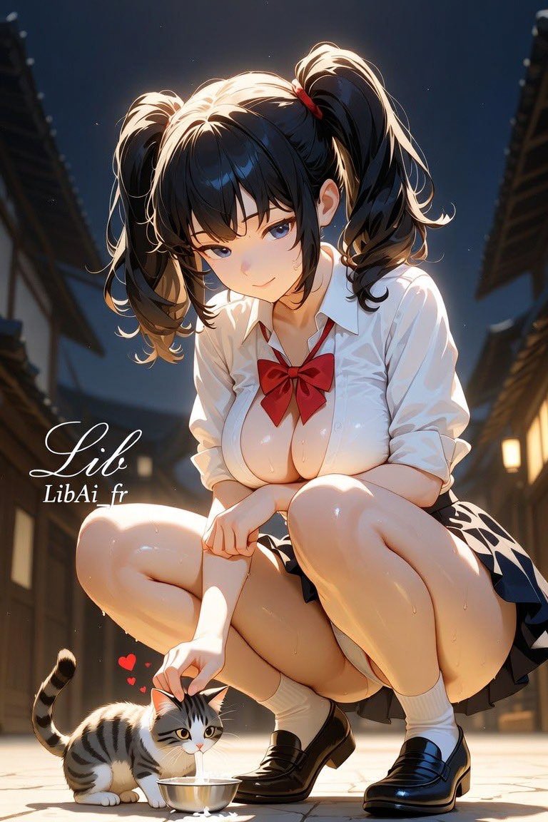 LibAi_fr's tweet photo. Just found a little kitty !🐈 
Poor little guy was starving !!
It’s so hot outside !!

Who wants to help me take care of him ? ❤️
@lavitx @NayaVerseee @Sophie_Nox @HussyAnime 

#AiArt #AiGirl #LibAi_fr https://t.co/AN71ymp9aG