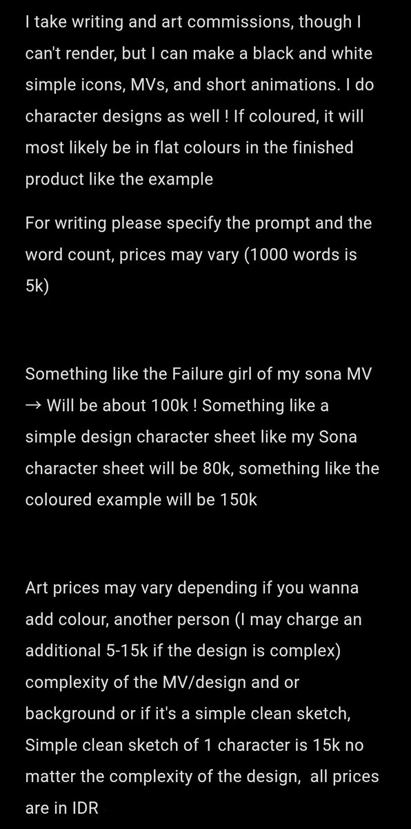 xeaesun's tweet photo. I'm opening art and writing c×mms 

This is my first time.. gulp. Please DM me on my dc (seariun) first about details and make sure to read, 1/10 slots filled 
This below and uhh examples and link to pay me ↓
https://t.co/7EEOH1jsHY https://t.co/eH2sPVoGQ4