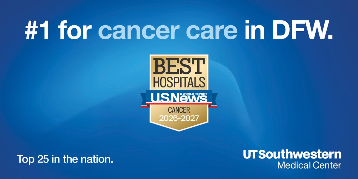 utswcancer's tweet photo. UT Southwestern Medical Center has been ranked the No. 1 hospital in DFW for the 10th straight year by U.S. News &amp; World Report, as well as the region’s No. 1 center for cancer care. @UTSWMedCenter @usnews https://t.co/4Gkd6z2VHj